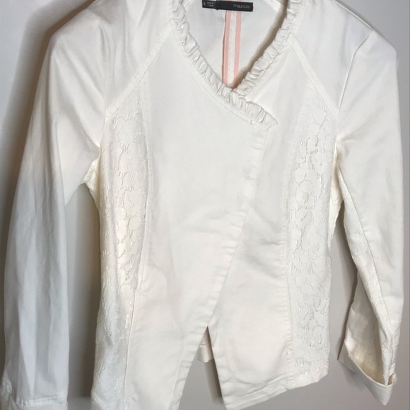 Maurice’s Ivory Lace & Ruffle Jean Jacket Small - Picture 2 of 8